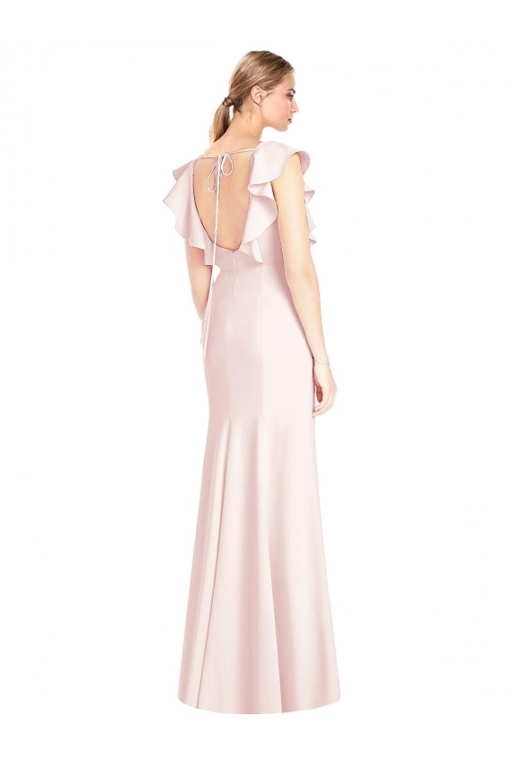 Boutique Rose Trompette Bateau Crêpe Stretch Longue Robes demoiselle d'honneur / Robes de bal