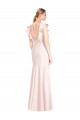 Boutique Rose Trompette Bateau Crêpe Stretch Longue Robes demoiselle d'honneur / Robes de bal