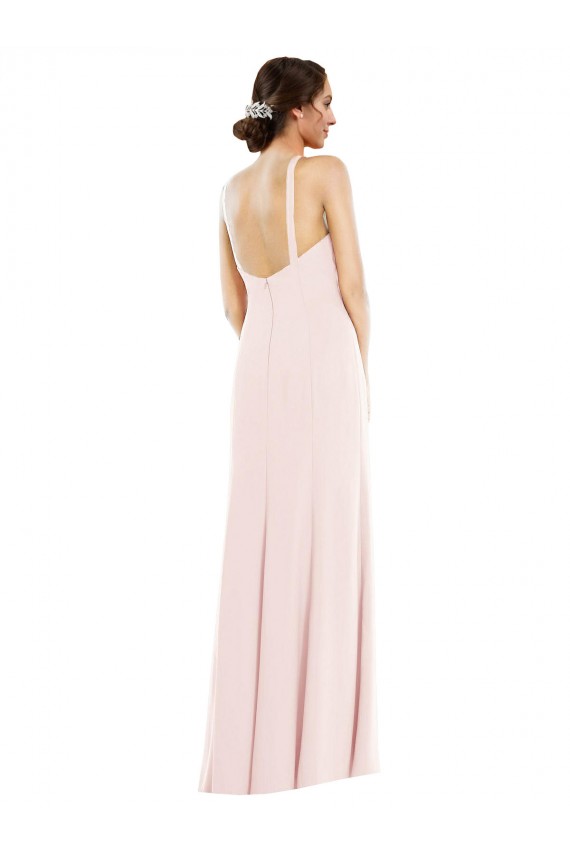 Boutique Rose Trompette Licou Crêpe Stretch Longue Formelles Robes demoiselle d'honneur / Robes de soirée / Robes de bal
