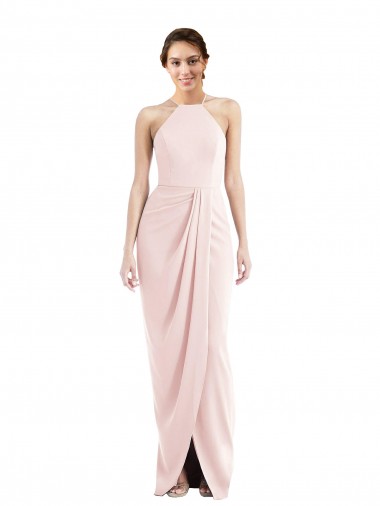 Boutique Rose Trompette Licou Crêpe Stretch Longue Robes demoiselle d'honneur / Robes de bal