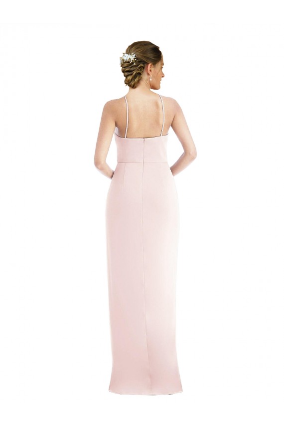 Boutique Rose Trompette Licou Crêpe Stretch Longue Robes demoiselle d'honneur / Robes de bal