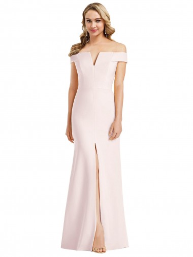 Boutique Rose Trompette Épaule Dénudée Col V Crêpe Stretch Longue Formelles Robes demoiselle d'honneur / Robes de soirée / Robes de bal