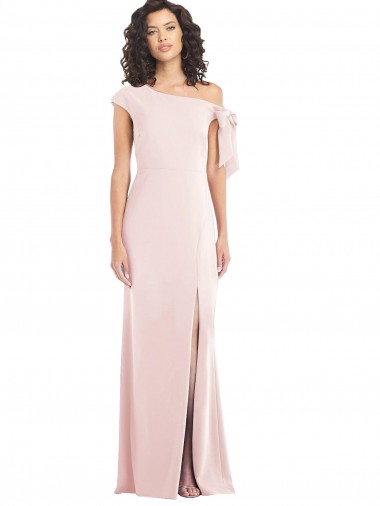 Boutique Rose Trompette Épaule Dénudée Crêpe Stretch Longue Formelles Robes demoiselle d'honneur / Robes de soirée / Robes de bal
