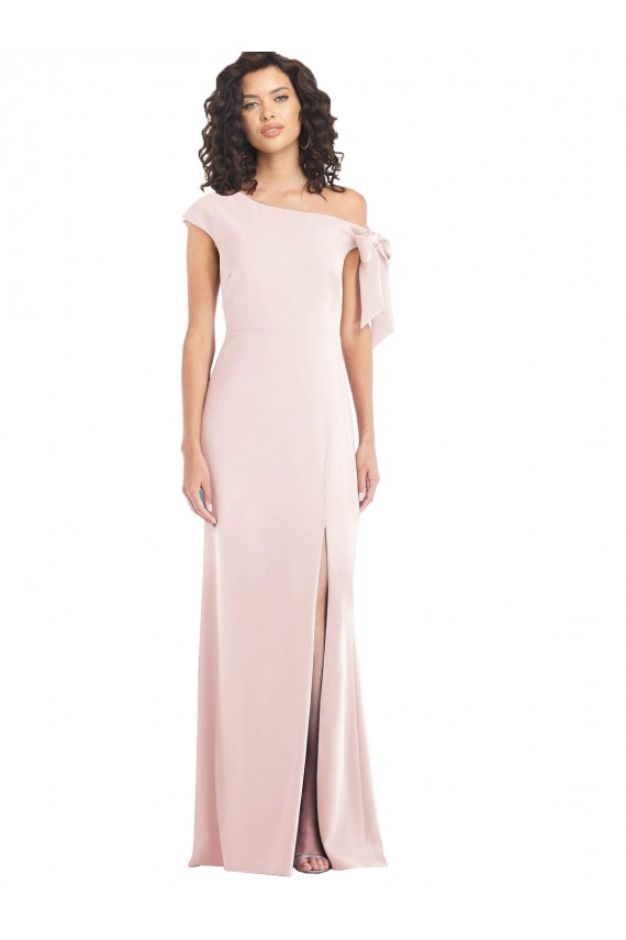 Boutique Rose Trompette Épaule Dénudée Crêpe Stretch Longue Formelles Robes demoiselle d'honneur / Robes de soirée / Robes de bal