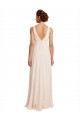 Boutique Rose crème Trapèze Bateau Col Haut Mousseline Longue Robes demoiselle d'honneur