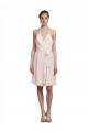 Boutique Rose crème Trapèze Licou Col V Mousseline Courte Robes demoiselle d'honneur / Robes de cocktail
