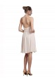 Boutique Rose crème Trapèze Licou Col V Mousseline Courte Robes demoiselle d'honneur / Robes de cocktail