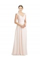 Boutique Rose crème Trapèze Mousseline Dentelle Longue Robes demoiselle d'honneur