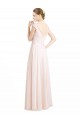 Boutique Rose crème Trapèze Mousseline Dentelle Longue Robes demoiselle d'honneur