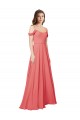 Boutique Rose du Désert Trapèze Épaule Dénudée Mousseline Longue Robes demoiselle d'honneur