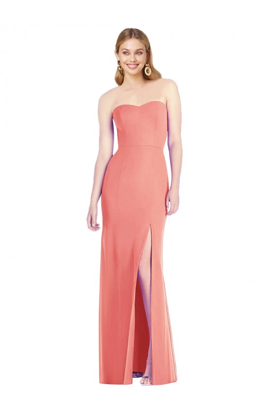 Boutique Rose du Désert Trompette Sans bretelle Mousseline Longue Robes demoiselle d'honneur