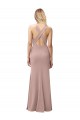 Boutique Rose poussiéreux Fourreau Licou Col Haut Crêpe Stretch Longue Robes demoiselle d'honneur / Robes de bal