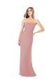 Boutique Rose poussiéreux Fourreau Sans bretelle Mousseline Longue Robes demoiselle d'honneur