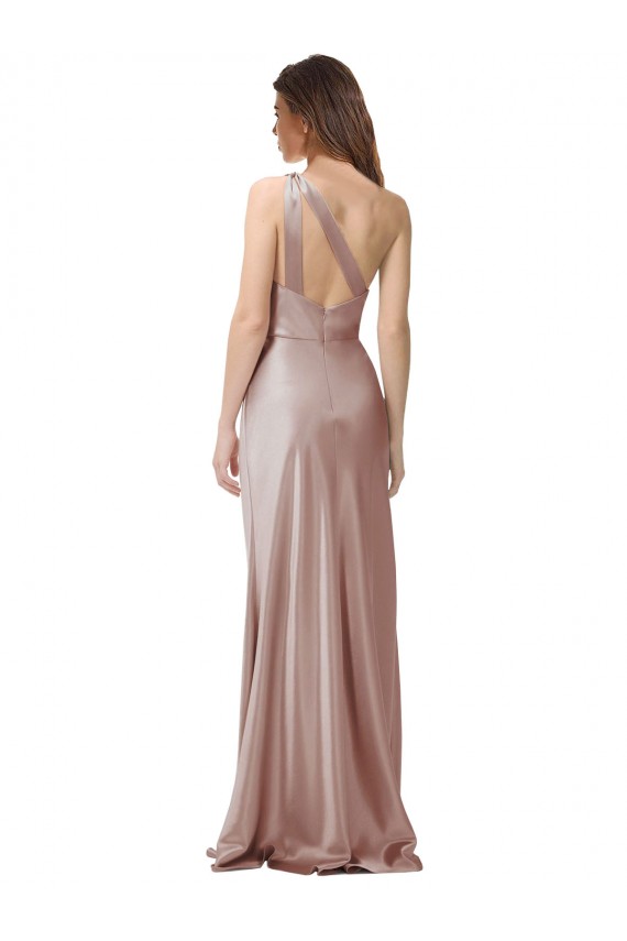 Boutique Rose poussiéreux Fourreau Satiné Stretch Longue Formelles Robes demoiselle d'honneur / Robes de soirée / Robes de bal