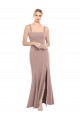 Boutique Rose poussiéreux Sirène Col Carré Col Haut Crêpe Stretch Longue Robes demoiselle d'honneur / Robes de bal