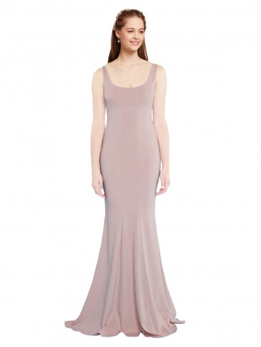 Boutique Rose poussiéreux Sirène Scoop Crêpe Stretch Longue Formelles Robes demoiselle d'honneur / Robes de soirée / Robes de bal