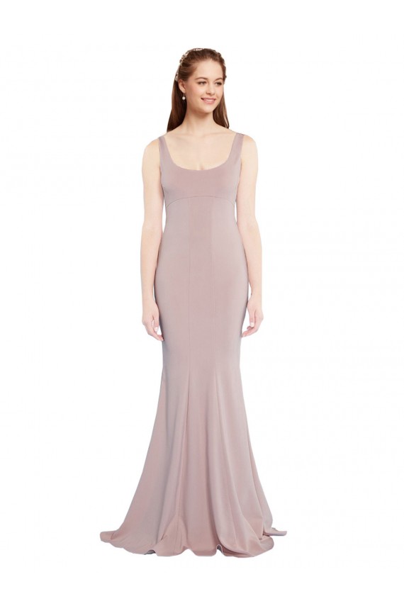 Boutique Rose poussiéreux Sirène Scoop Crêpe Stretch Longue Formelles Robes demoiselle d'honneur / Robes de soirée / Robes de bal