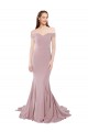 Boutique Rose poussiéreux Sirène Épaule Dénudée Balayage train Crêpe Stretch Longue Formelles Robes demoiselle d'honneur / Robes de soirée / Robes de bal