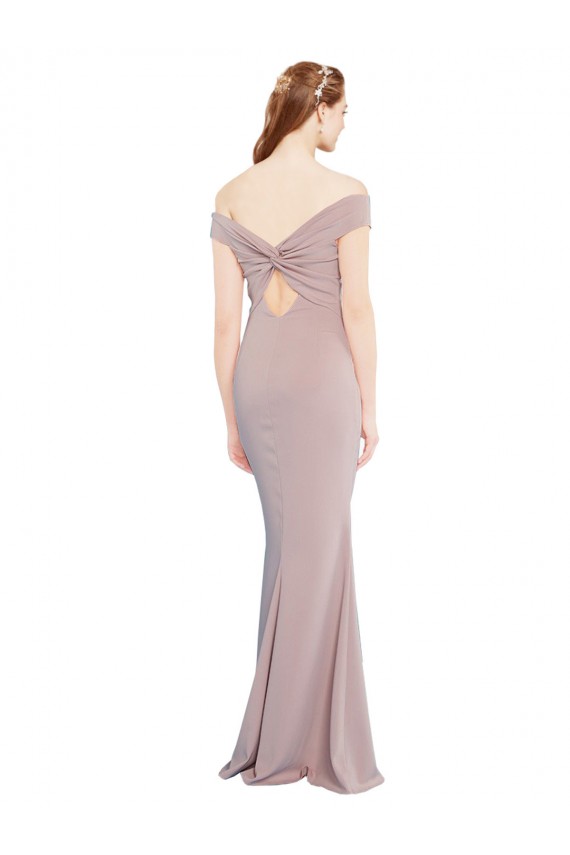Boutique Rose poussiéreux Sirène Épaule Dénudée Col V Crêpe Stretch Longue Formelles Robes demoiselle d'honneur / Robes de soirée / Robes de bal