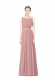 Boutique Rose poussiéreux Trapèze Col Haut Mousseline Longue Robes demoiselle d'honneur