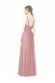 Boutique Rose poussiéreux Trapèze Col Haut Mousseline Longue Robes demoiselle d'honneur