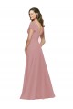 Boutique Rose poussiéreux Trapèze Col V Mousseline Longue Robes demoiselle d'honneur