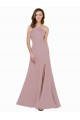 Boutique Rose poussiéreux Trapèze Col bijou Col Haut Crêpe Stretch Longue Robes demoiselle d'honneur / Robes de bal