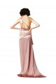 Boutique Rose poussiéreux Trapèze Satiné Soyeux Longue Formelles Robes demoiselle d'honneur / Robes de soirée / Robes de bal