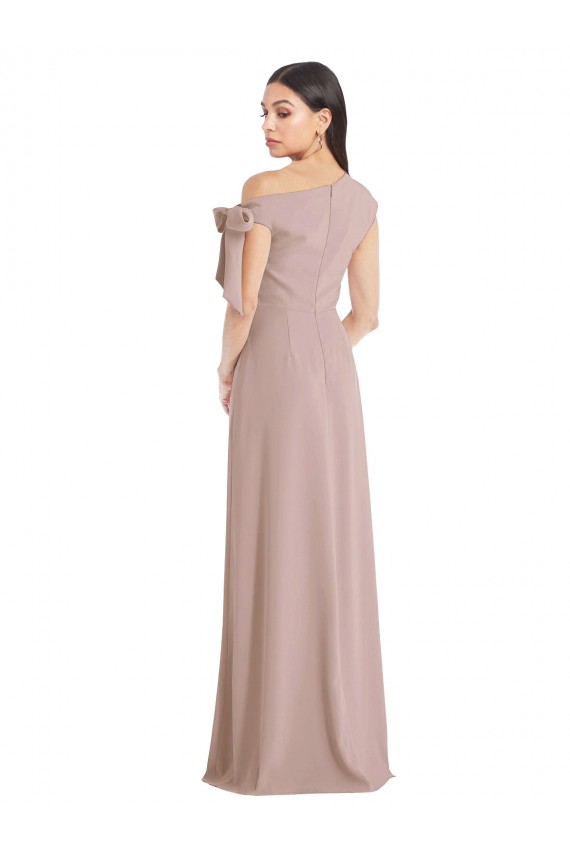 Boutique Rose poussiéreux Trapèze Épaule Dénudée Crêpe Stretch Longue Formelles Robes demoiselle d'honneur / Robes de soirée / Robes de bal