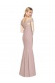 Boutique Rose poussiéreux Trompette Épaule Dénudée Crêpe Stretch Longue Robes demoiselle d'honneur / Robes de bal
