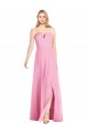 Boutique Rose vif Trompette Col V Sans bretelle Mousseline Longue Robes demoiselle d'honneur