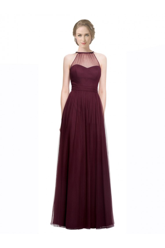 Boutique Rouge 74 Trapèze Licou Illusion Tulle Longue Robes demoiselle d'honneur