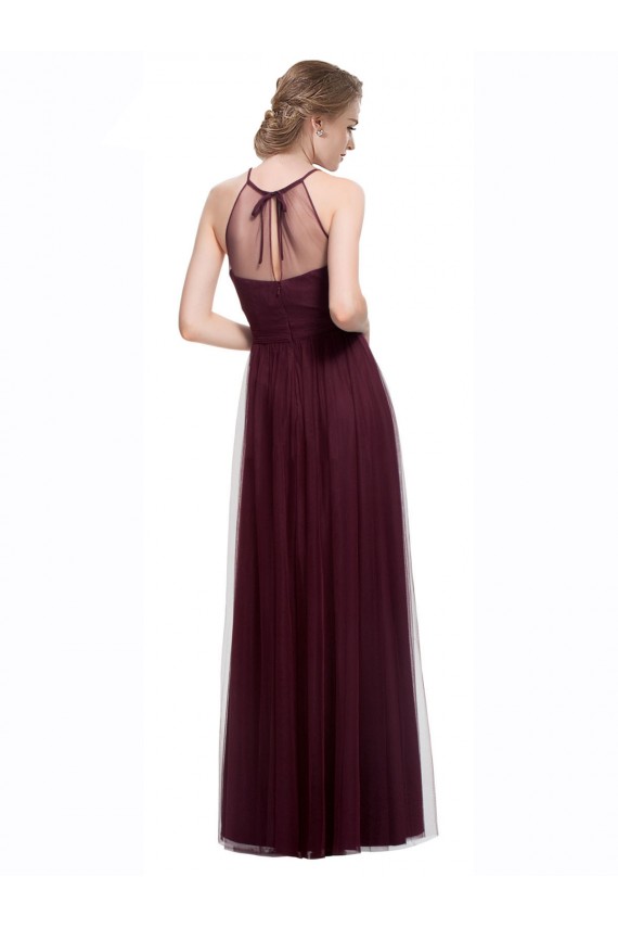 Boutique Rouge 74 Trapèze Licou Illusion Tulle Longue Robes demoiselle d'honneur