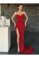 Boutique Rouge Fourreau Col V Balayage train Paillettes Velours Longue Robes de bal