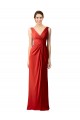 Boutique Rouge Fourreau Col V Mousseline Longue Robes demoiselle d'honneur