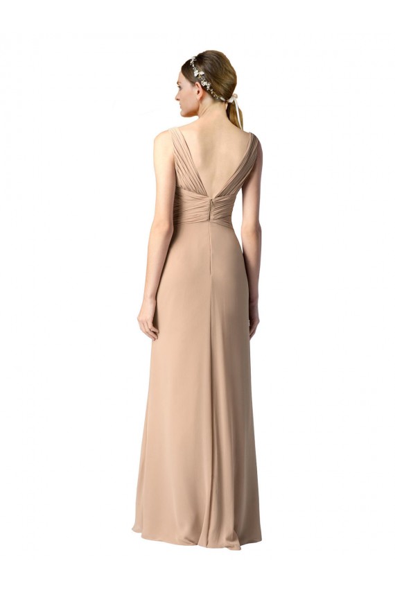 Boutique Rouge Fourreau Col V Mousseline Longue Robes demoiselle d'honneur