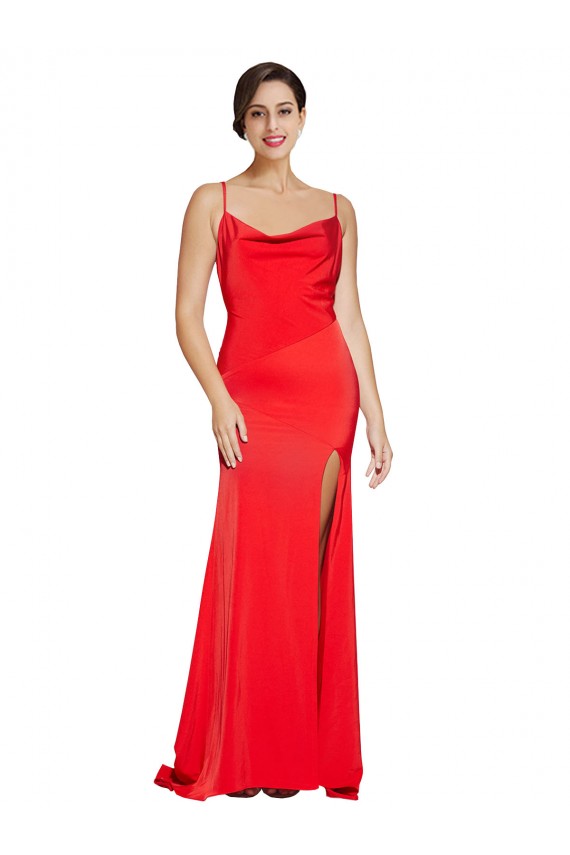 Boutique Rouge Fourreau Sans bretelle Satiné Stretch Longue Formelles Robes demoiselle d'honneur / Robes de soirée / Robes de bal