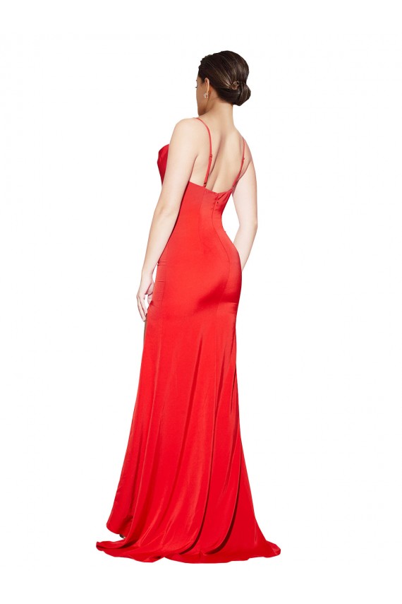 Boutique Rouge Fourreau Sans bretelle Satiné Stretch Longue Formelles Robes demoiselle d'honneur / Robes de soirée / Robes de bal