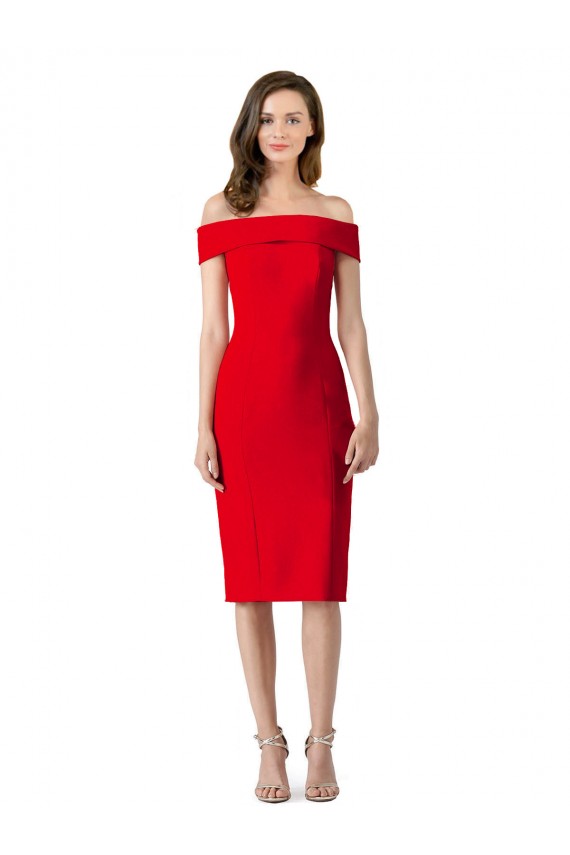 Boutique Rouge Fourreau Épaule Dénudée Crêpe Stretch Courte Robes demoiselle d'honneur / Robes de soirée / Robes de cocktail