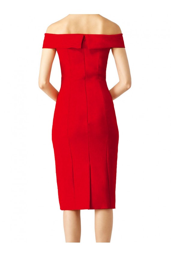 Boutique Rouge Fourreau Épaule Dénudée Crêpe Stretch Courte Robes demoiselle d'honneur / Robes de soirée / Robes de cocktail
