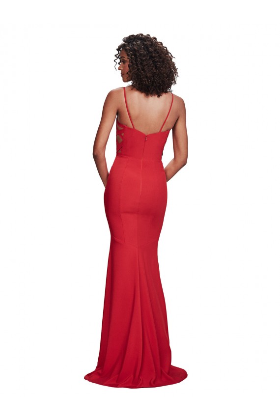 Boutique Rouge Sirène Bretelles spaghetti Crêpe Stretch Longue Formelles Robes demoiselle d'honneur / Robes de soirée / Robes de bal