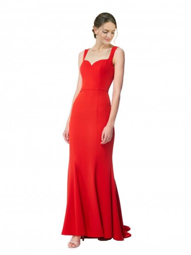 Boutique Rouge Sirène Col Haut Crêpe Stretch Longue Formelles Robes demoiselle d'honneur / Robes de soirée / Robes de bal