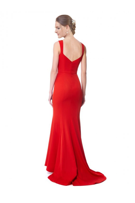 Boutique Rouge Sirène Col Haut Crêpe Stretch Longue Formelles Robes demoiselle d'honneur / Robes de soirée / Robes de bal