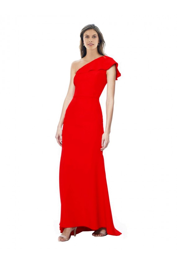 Boutique Rouge Sirène Col Haut Crêpe Stretch Longue Formelles Robes demoiselle d'honneur / Robes de soirée / Robes de bal