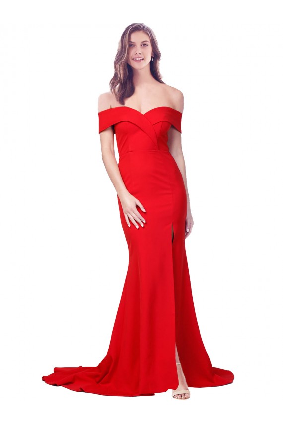 Boutique Rouge Sirène Crêpe Stretch Longue Formelles Robes demoiselle d'honneur / Robes de soirée / Robes de bal