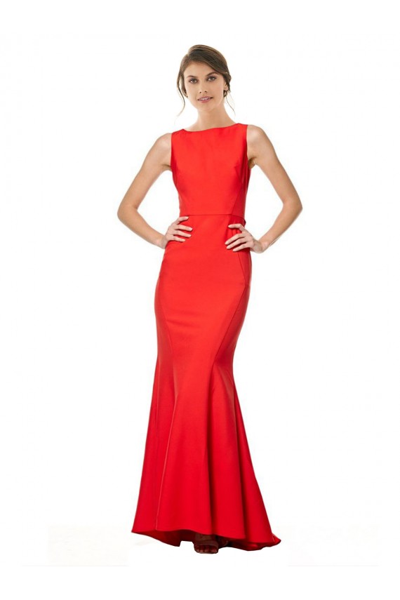 Boutique Rouge Sirène Licou Col Haut Crêpe Stretch Longue Formelles Robes demoiselle d'honneur / Robes de soirée / Robes de bal