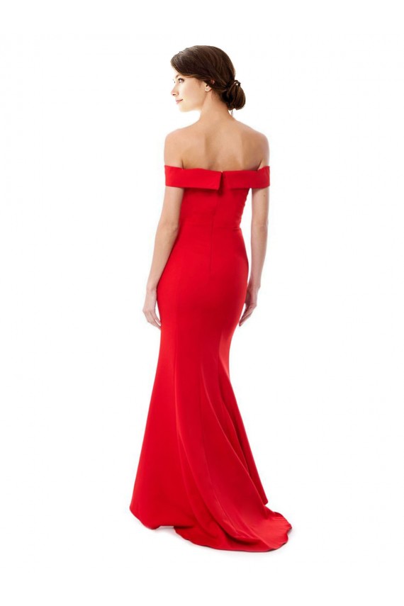 Boutique Rouge Sirène Épaule Dénudée Crêpe Stretch Longue Formelles Robes demoiselle d'honneur / Robes de soirée / Robes de bal