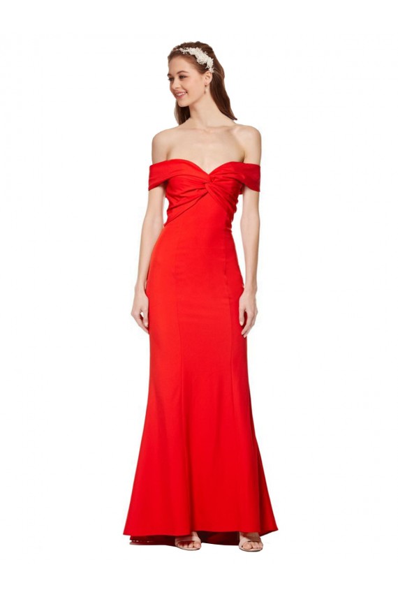 Boutique Rouge Sirène Épaule Dénudée Crêpe Stretch Longue Formelles Robes demoiselle d'honneur / Robes de soirée / Robes de bal