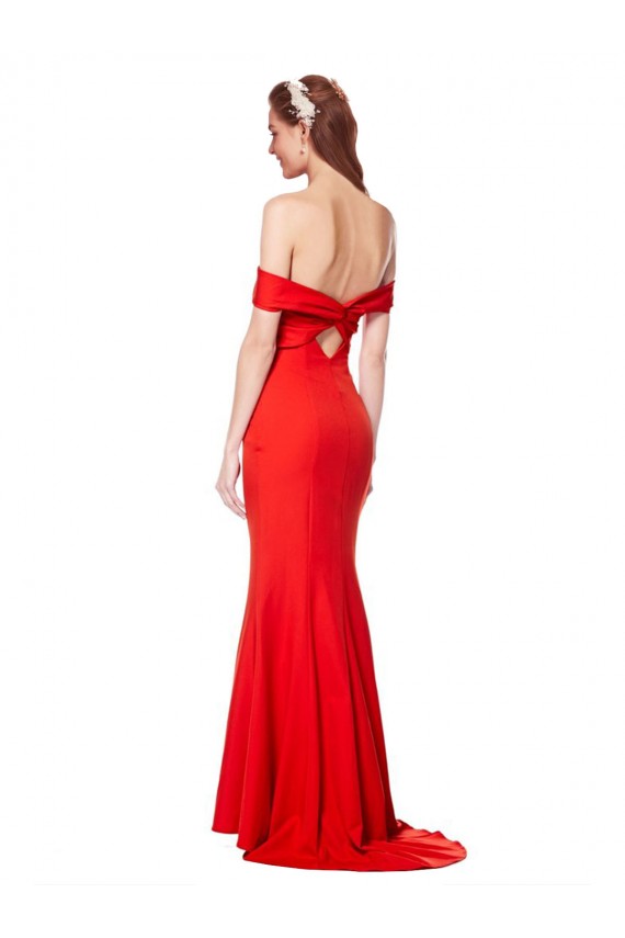 Boutique Rouge Sirène Épaule Dénudée Crêpe Stretch Longue Formelles Robes demoiselle d'honneur / Robes de soirée / Robes de bal