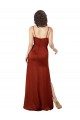 Boutique Rouge Trapèze Bretelles spaghetti Col Carré Satiné Soyeux Longue Formelles Robes demoiselle d'honneur / Robes de soirée / Robes de bal
